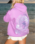 Pink Palm Puff "Everything Comes in Waves" Hoodie in Açai