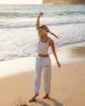 Pink Palm Puff Classic Sweatpants in Cloud