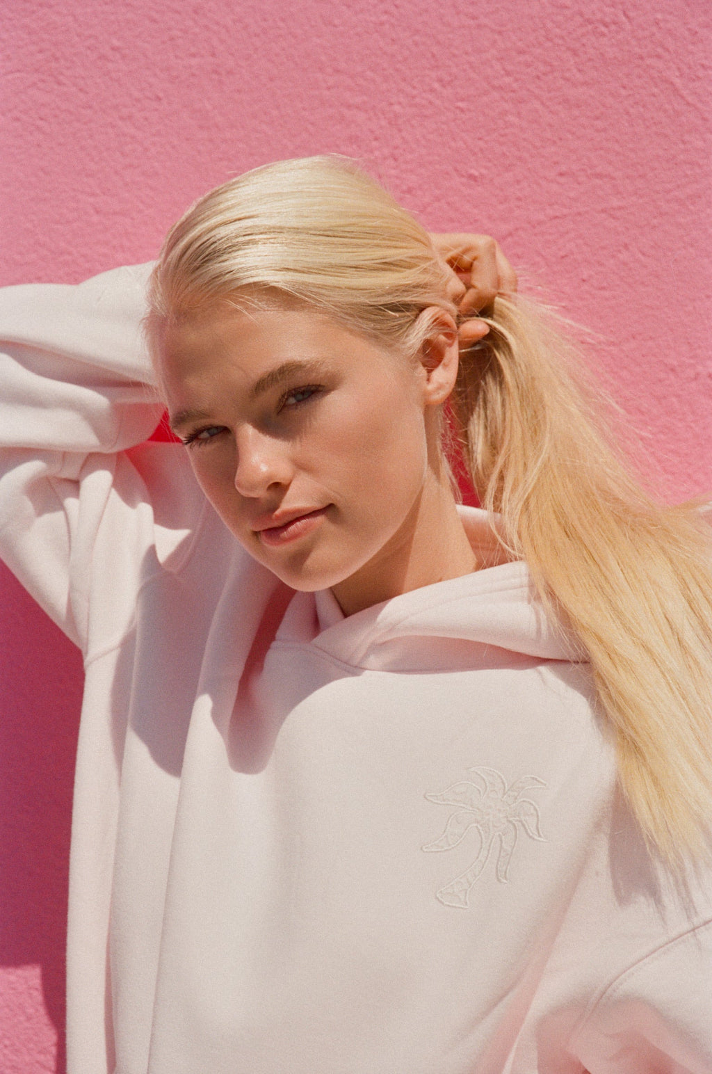 Pink Palm Puff "Lacy" Hoodie in Angel Pink