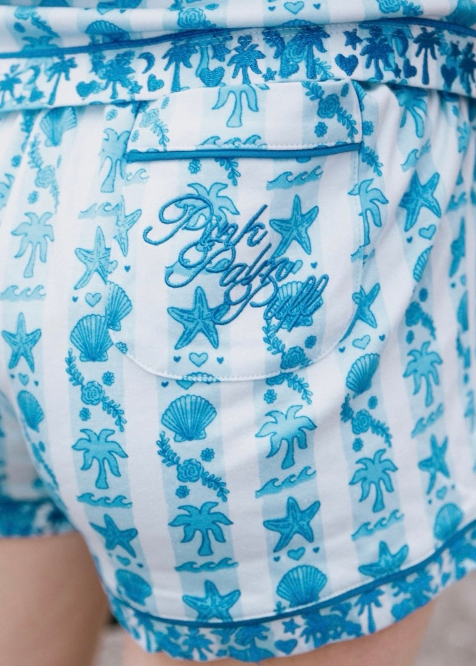 Pink Palm Puff Pink Palm Pajamas in Seabreeze
