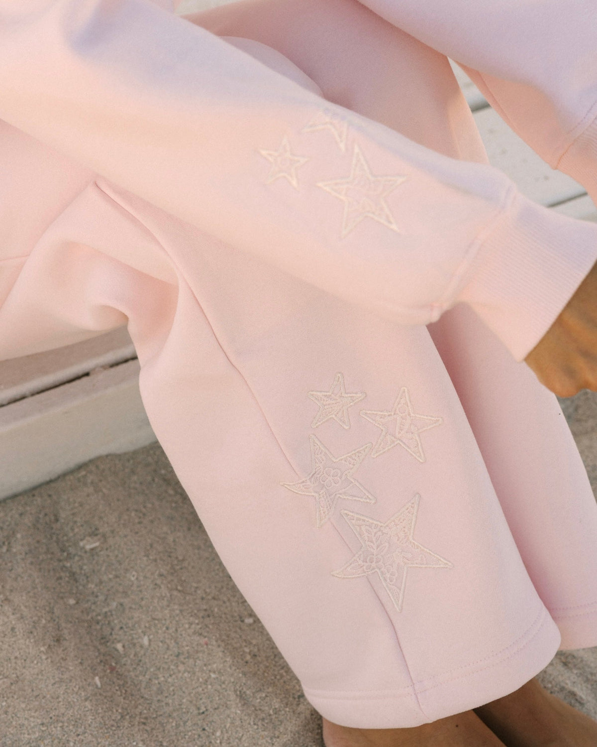 Pink Palm Puff "Lacy" Wideleg Sweatpants in Angel Pink