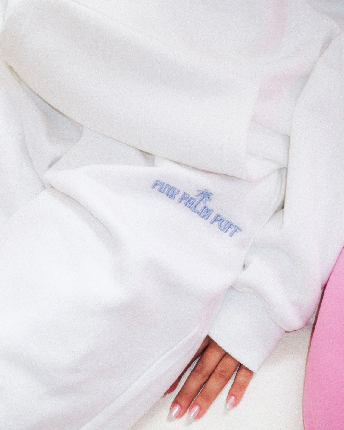Pink Palm Puff Classic Sweatpants in Ocean Air