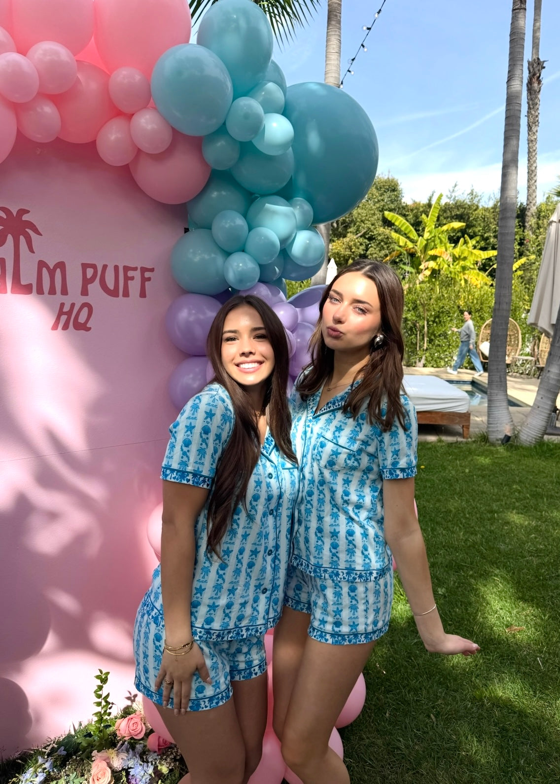 Pink Palm Puff Pink Palm Pajamas in Seabreeze