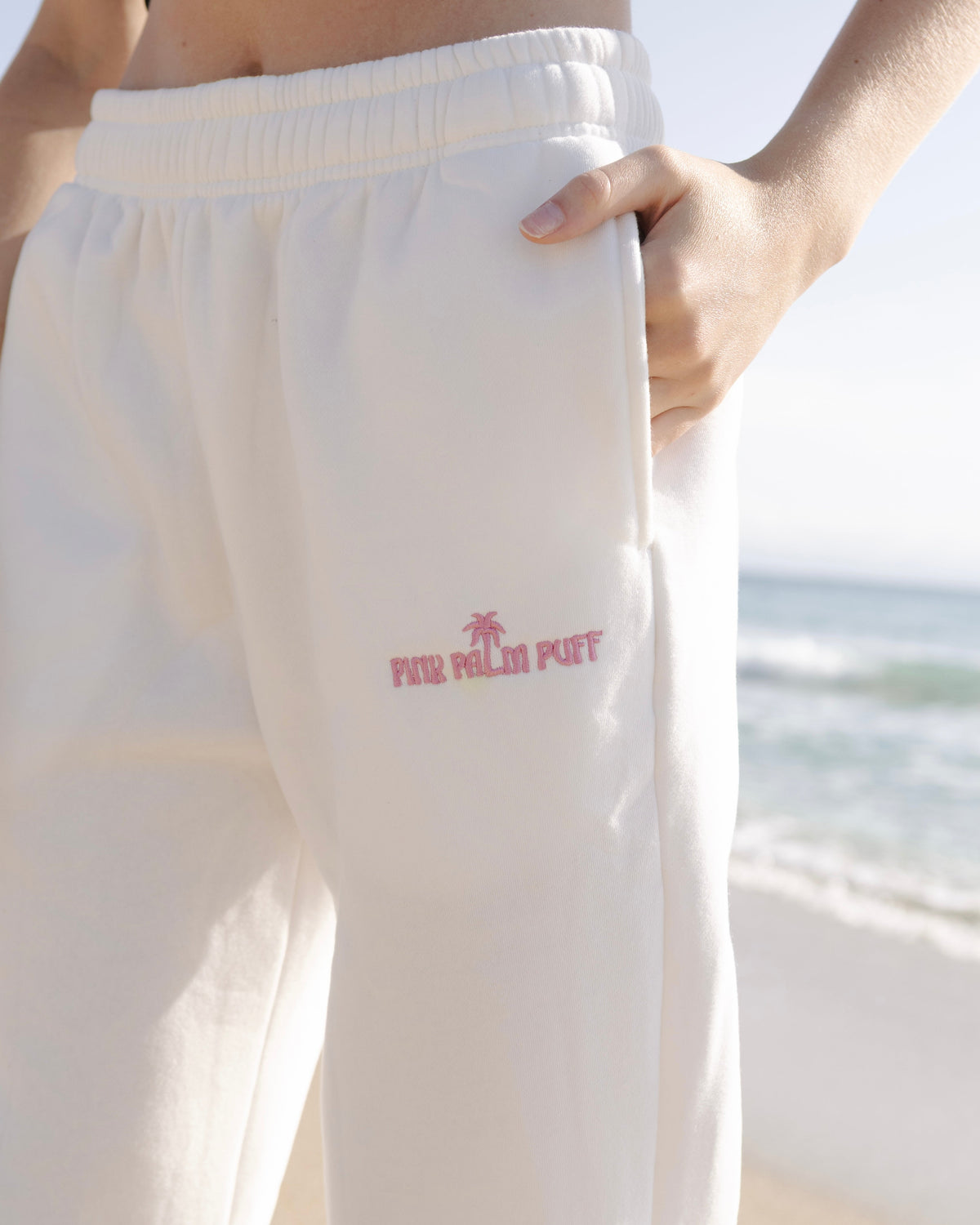 Pink Palm Puff Classic Sweatpants in Pink Opal
