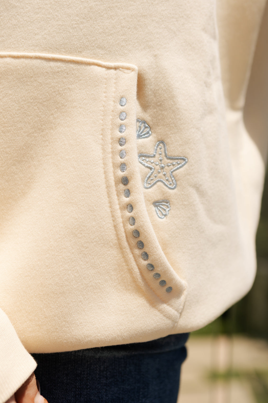 Pink Palm Puff "Live in the Moment" Hoodie in Sand