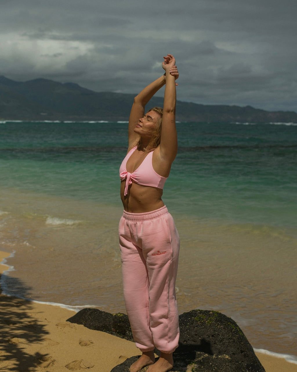 Pink Palm Puff Puff Sweatpants in Pink