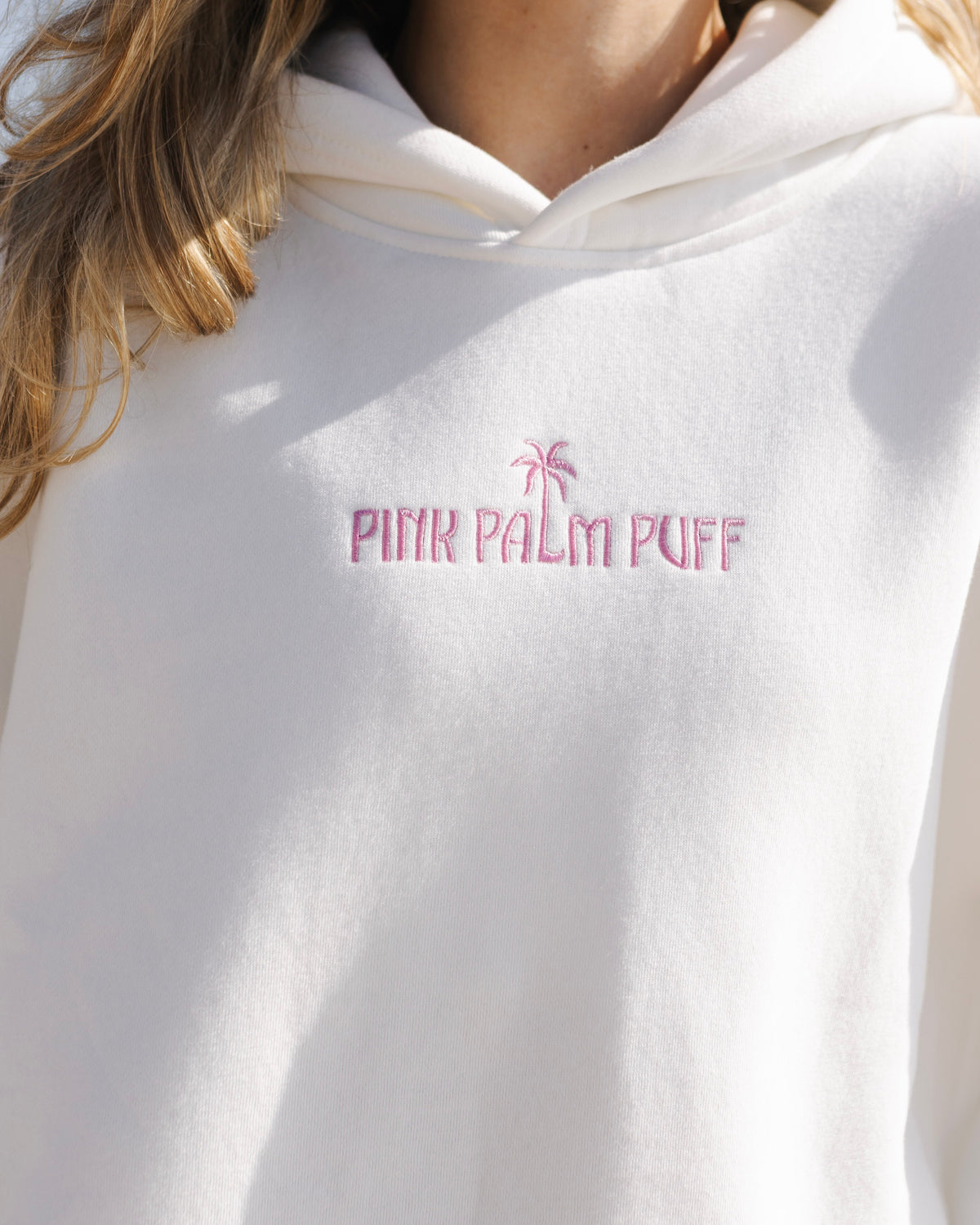 Pink Palm Puff Classic Puff Hoodie in Pink Opal