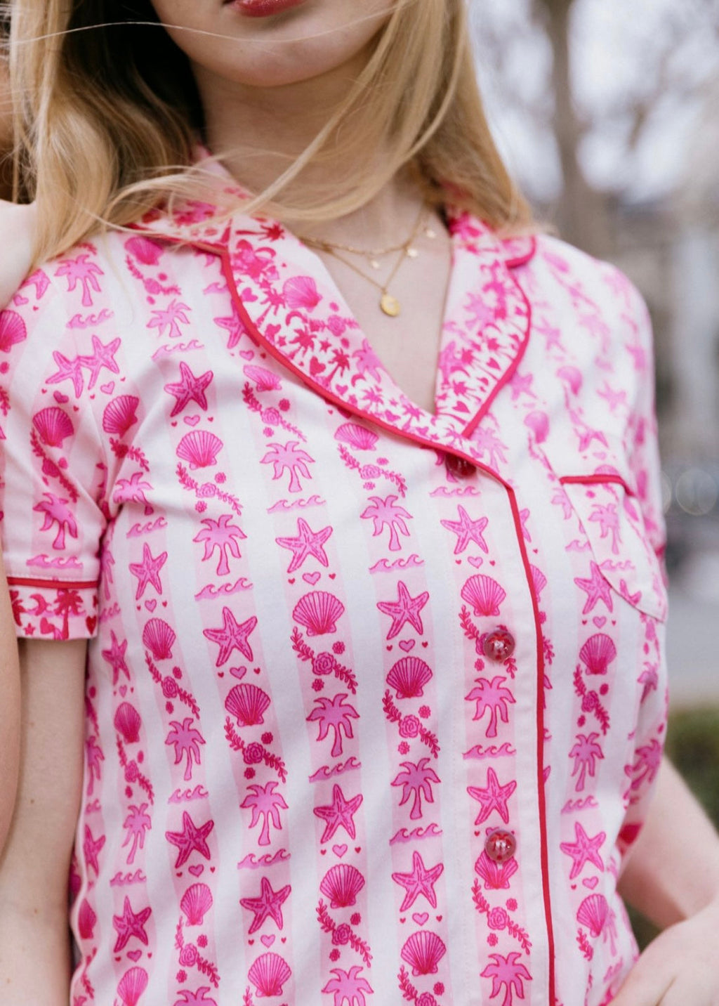 Pink Palm Puff Pink Palm Pajamas in Blush Bay