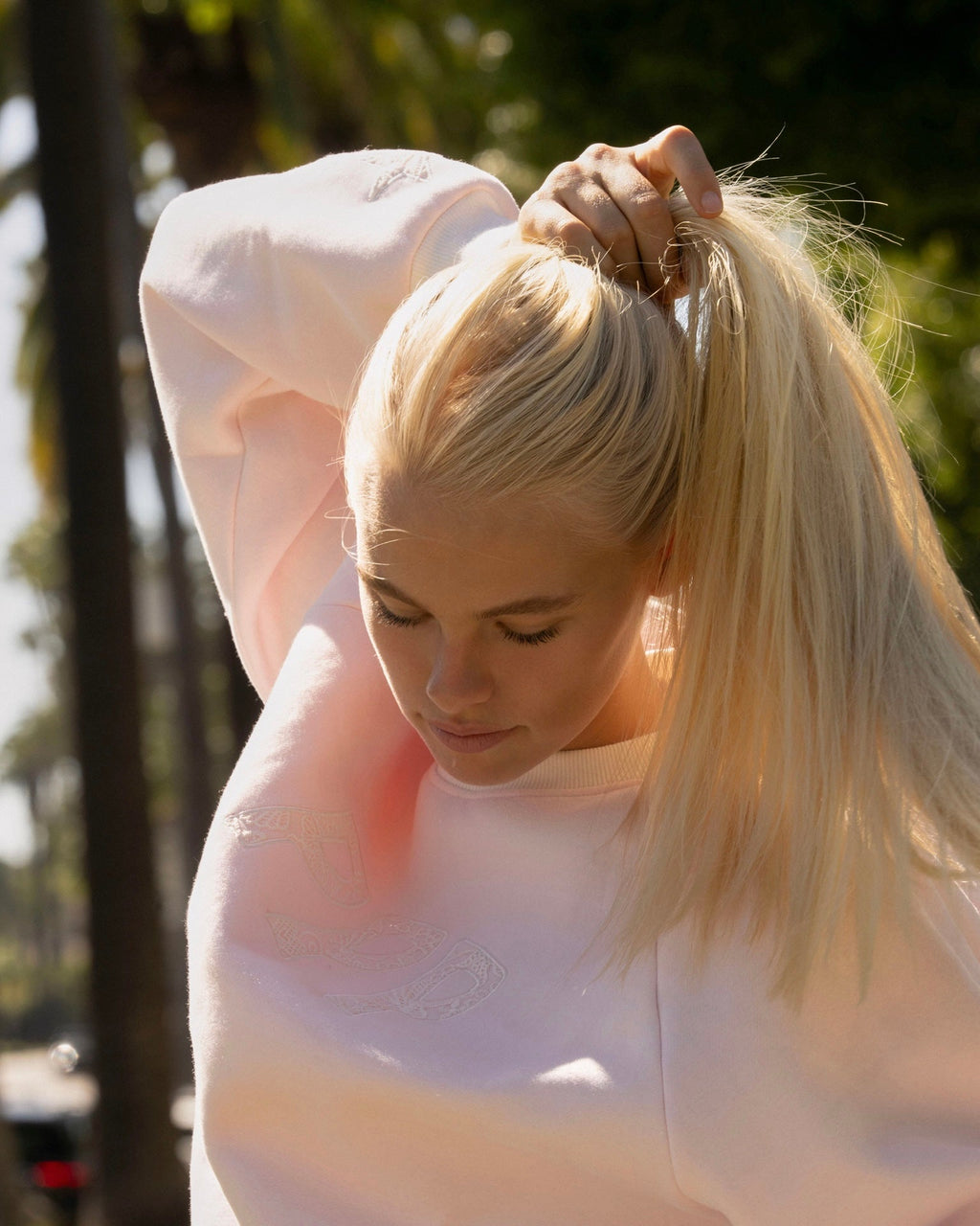 Pink Palm Puff “Daydream” Classic Crewneck in Angel Pink