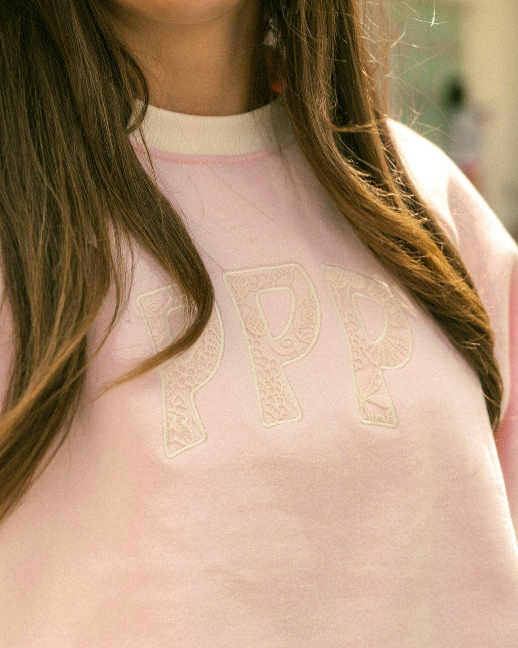 Pink Palm Puff “Daydream” Classic Crewneck in Angel Pink