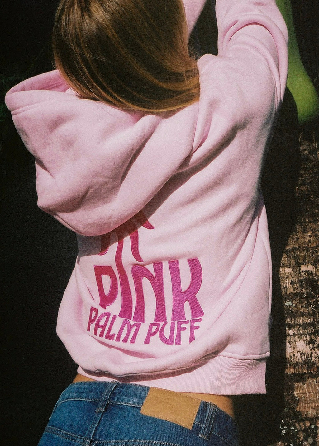 Pink Palm Puff Classic Puff Hoodie in Blush