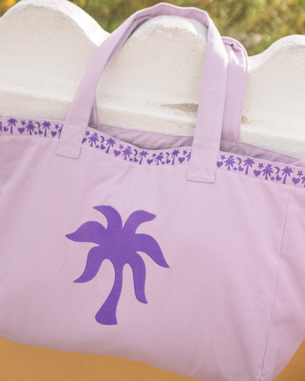 Pink Palm Puff Couture Carryall in Twilight (Reversible)
