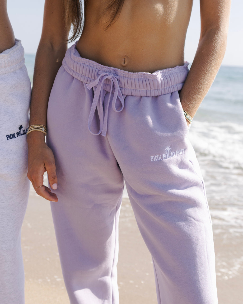 Pink Palm Puff Classic Sweatpants in Orchid