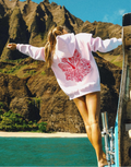 Pink Palm Puff "Hawaii Hibiscus" Hoodie in Blush