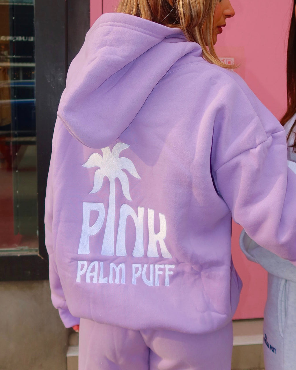 Pink Palm Puff Classic Puff Hoodie in Orchid