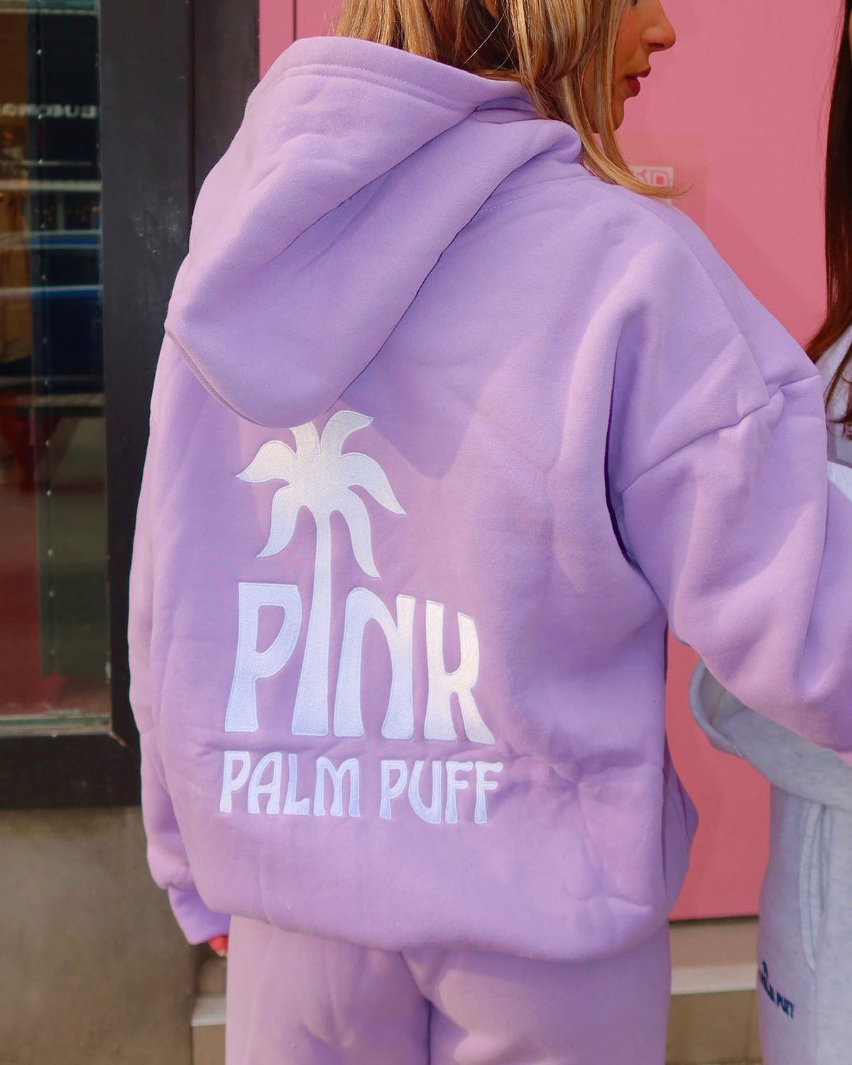 Pink Palm Puff Classic Puff Hoodie in Orchid