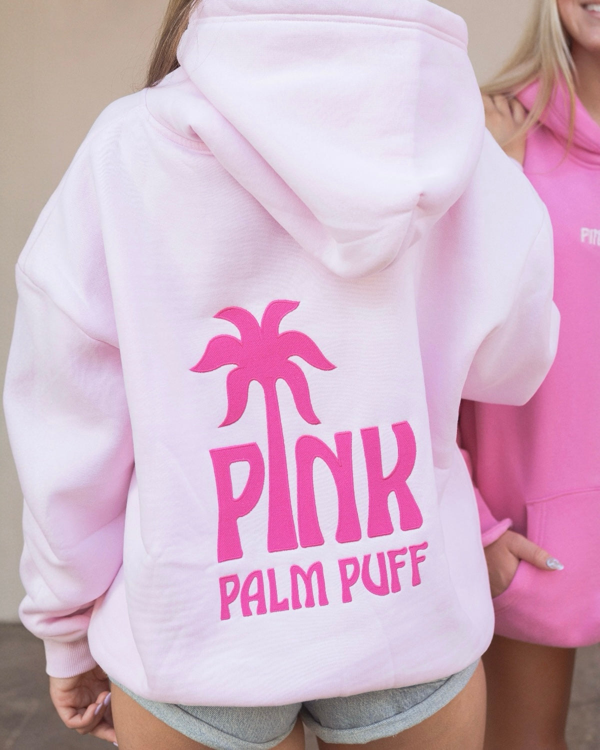 Pink Palm Puff Classic Puff Hoodie in Blush