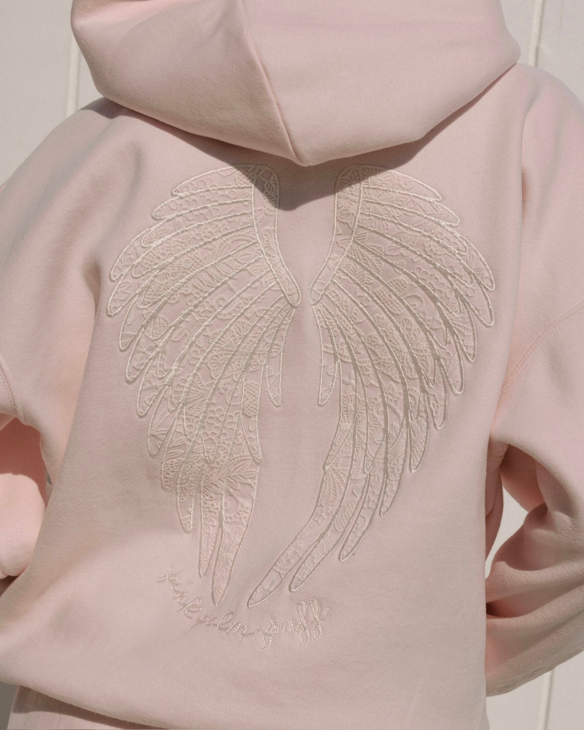 Pink Palm Puff "Lacy" Hoodie in Angel Pink