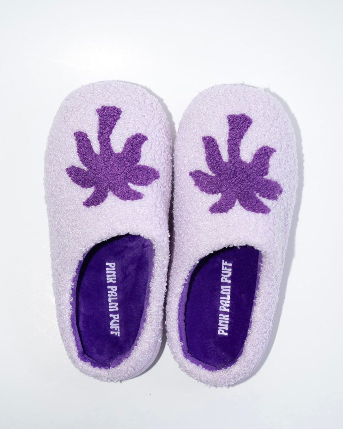 Pink Palm Puff Malibu Slippers in Twilight