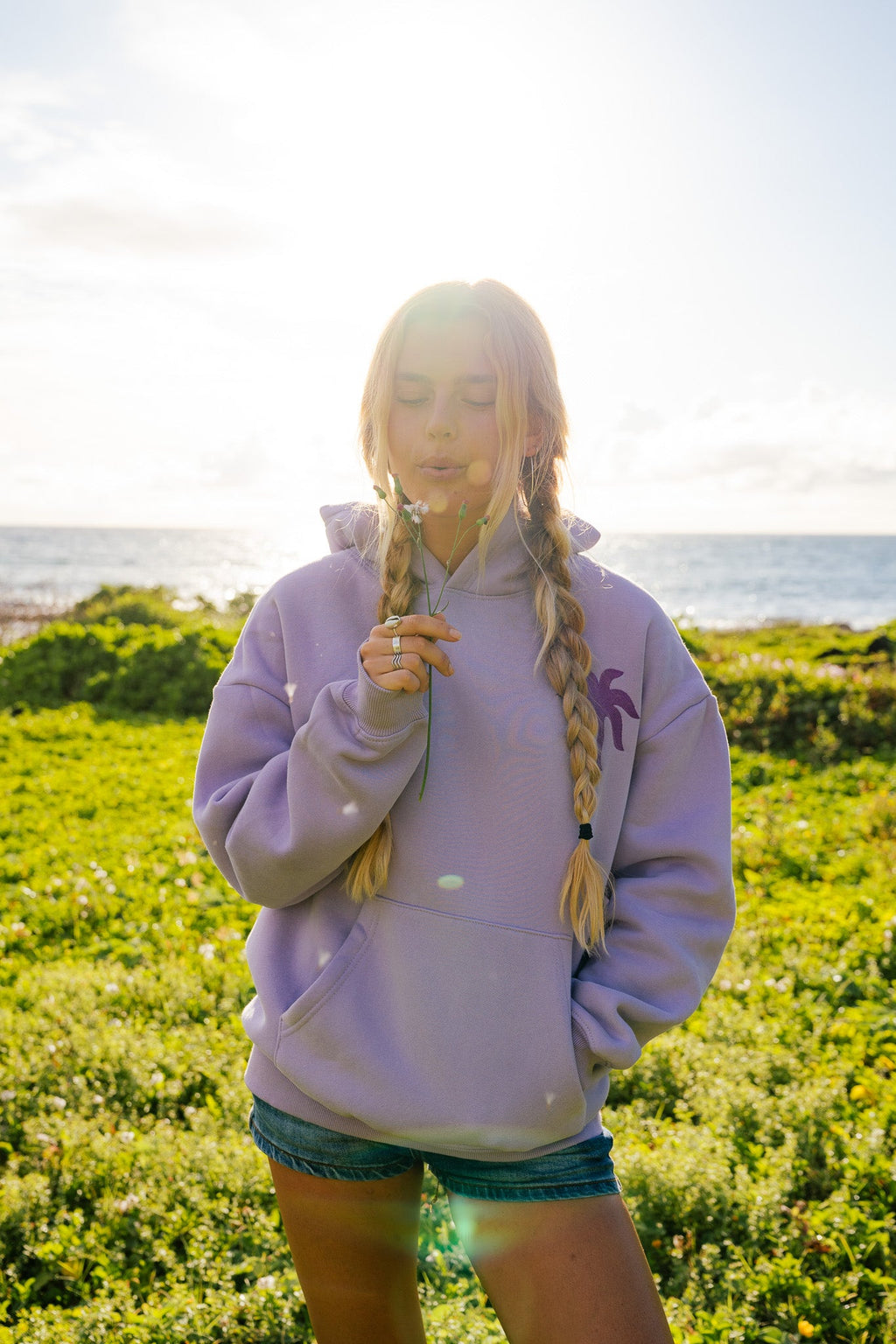 Pink Palm Puff "To Live For the Hope of it All" Hoodie in Lilac
