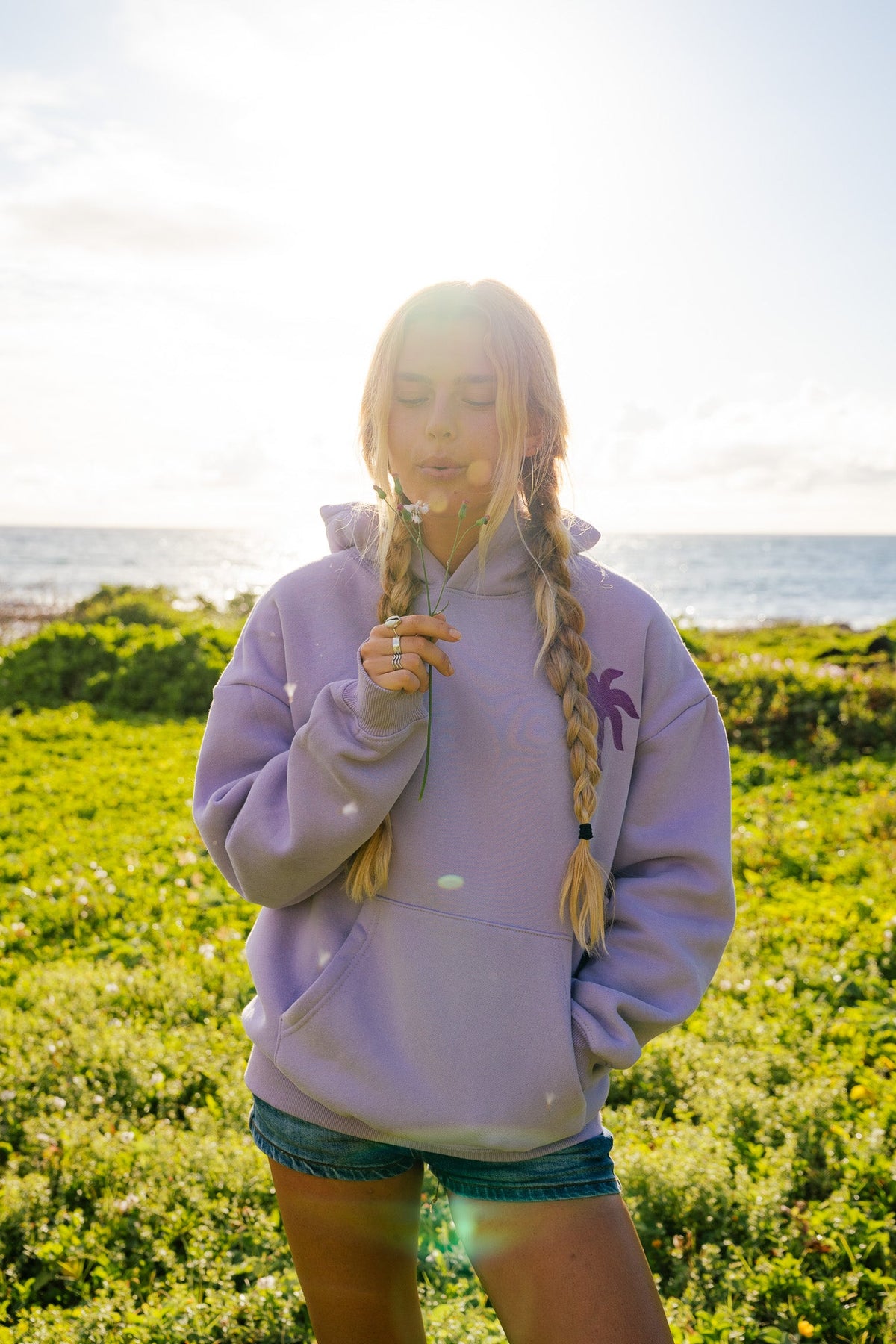 Pink Palm Puff "To Live For the Hope of it All" Hoodie in Lilac