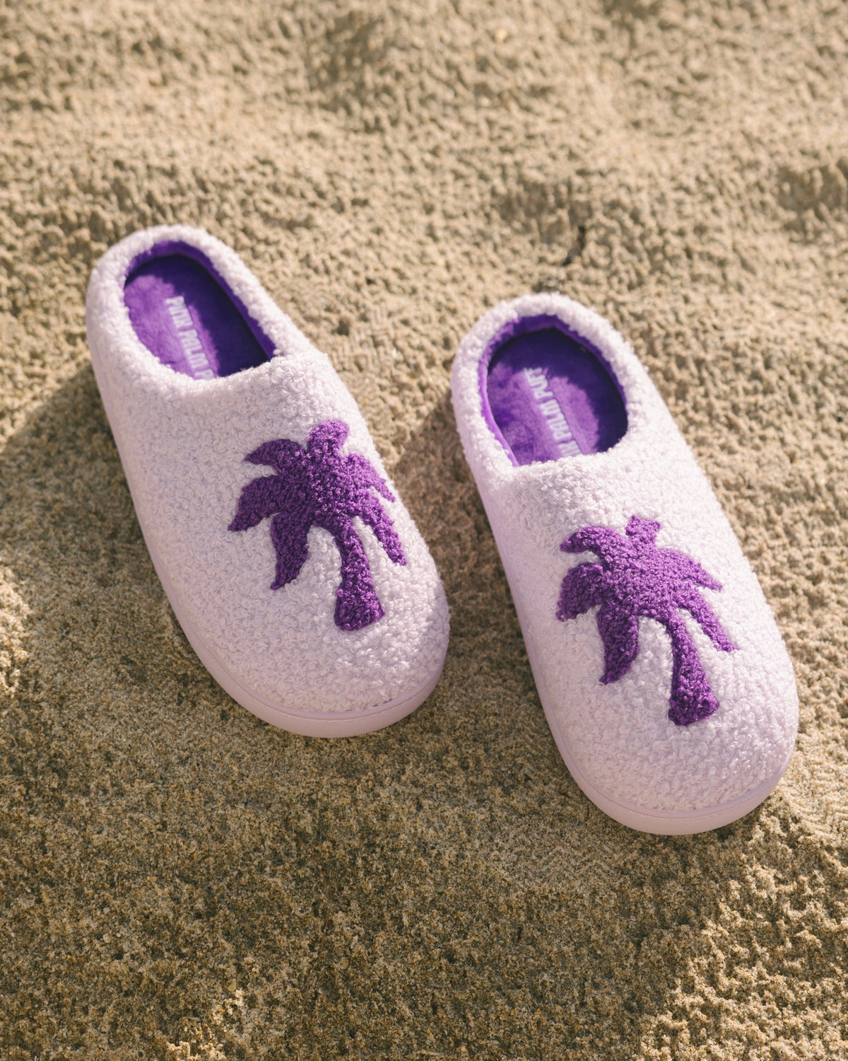 Pink Palm Puff Malibu Slippers in Twilight
