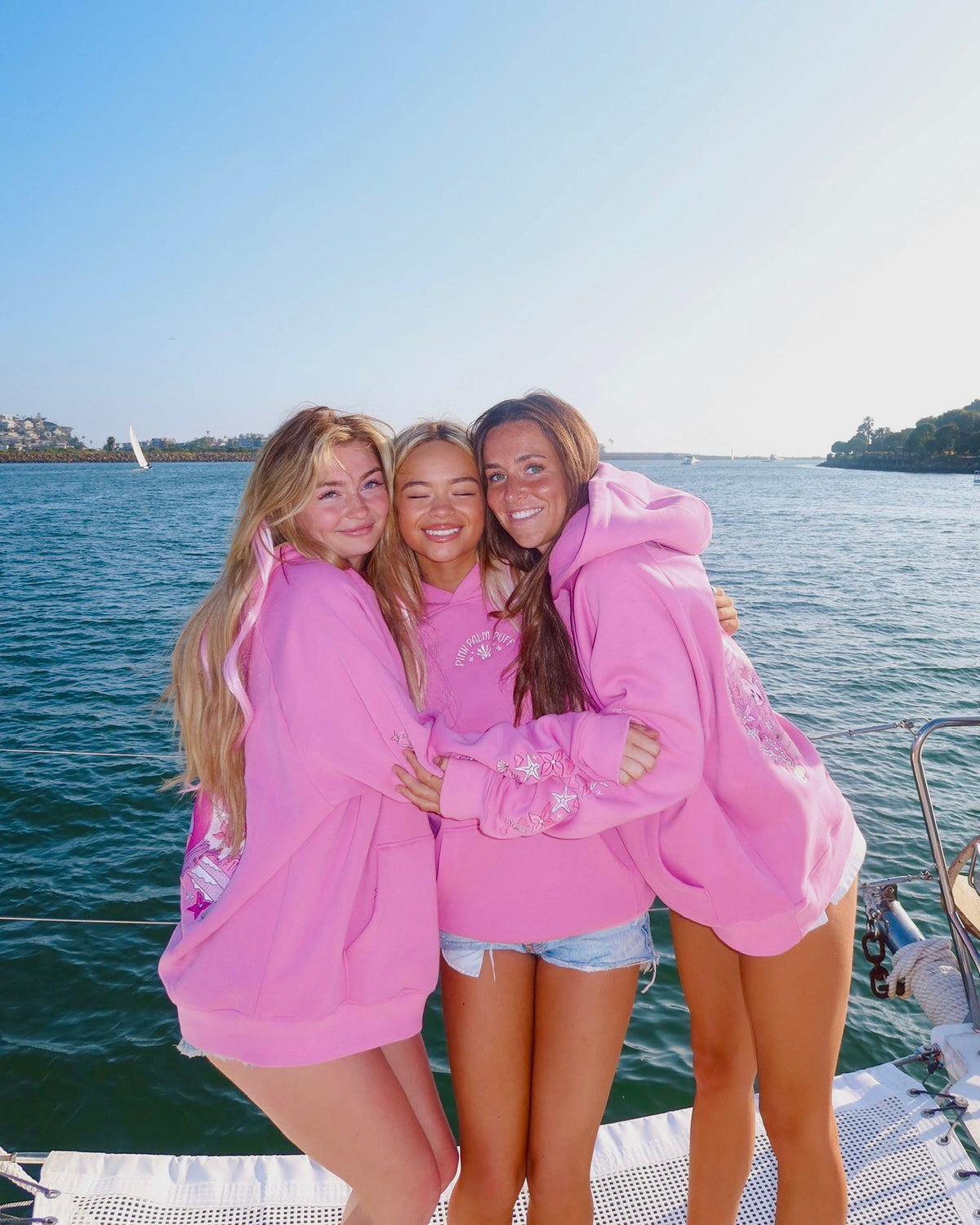Pink Palm Puff "Under the Sea" Relaxed Hoodie in Seashell Pink