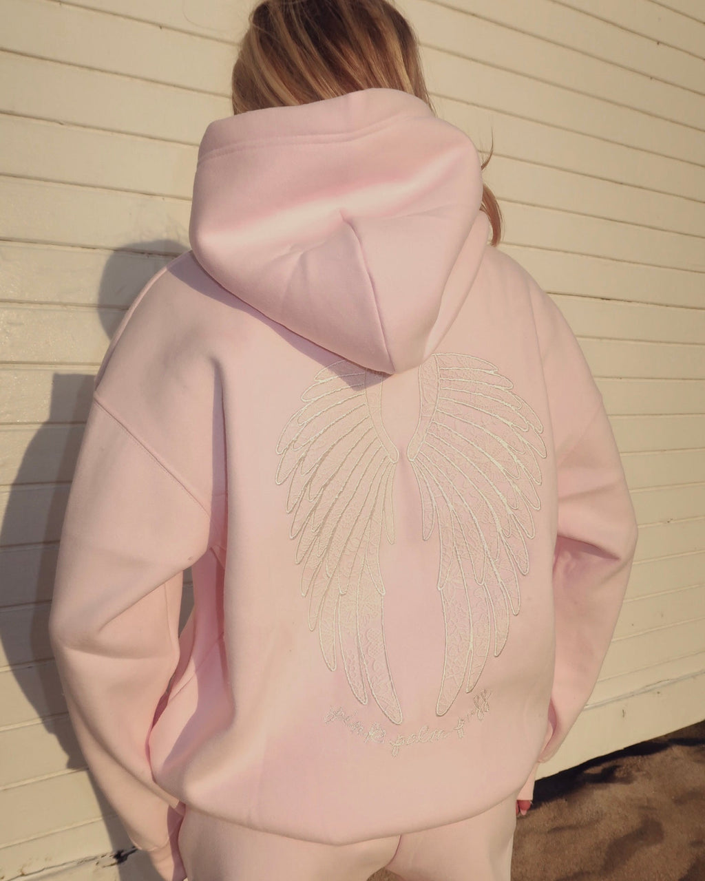 Pink Palm Puff "Lacy" Hoodie in Angel Pink