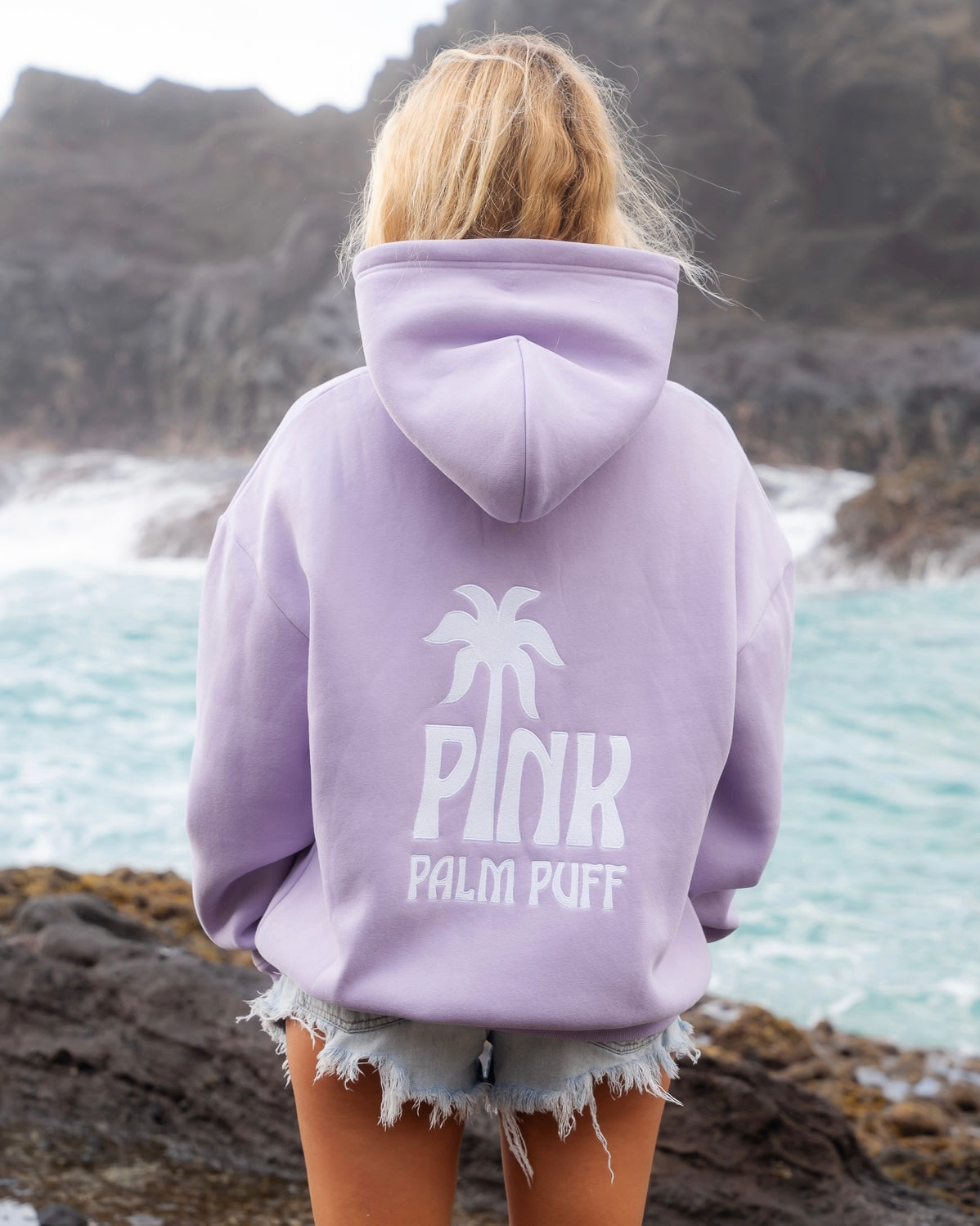 Pink Palm Puff Classic Puff Hoodie in Orchid