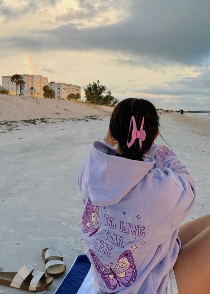 Pink Palm Puff "To Live For the Hope of it All" Hoodie in Lilac