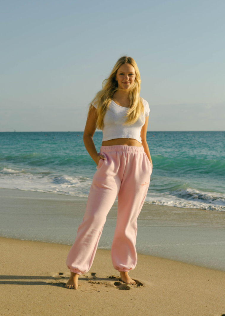 Pink Palm Puff Puff Sweatpants in Pink